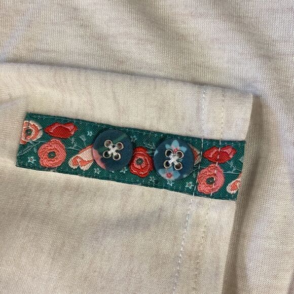 Matilda Jane S Soft Modal Blend Top Ivory Tan Floral Embelish Shirt - Picture 6 of 8